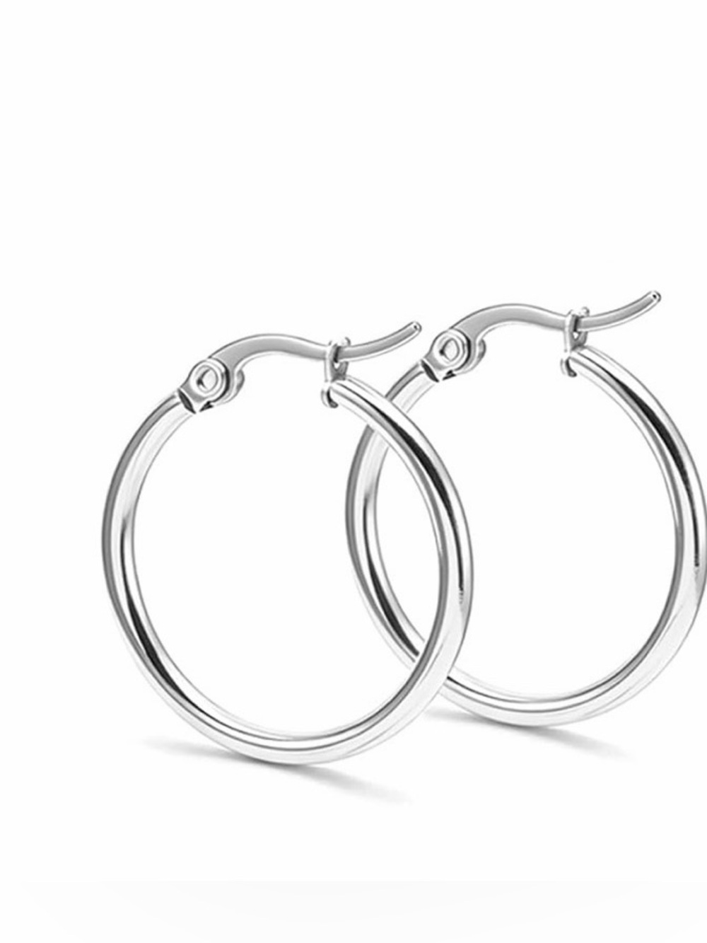 16mm Stainless Steel Classic Silver Hoop Earrings